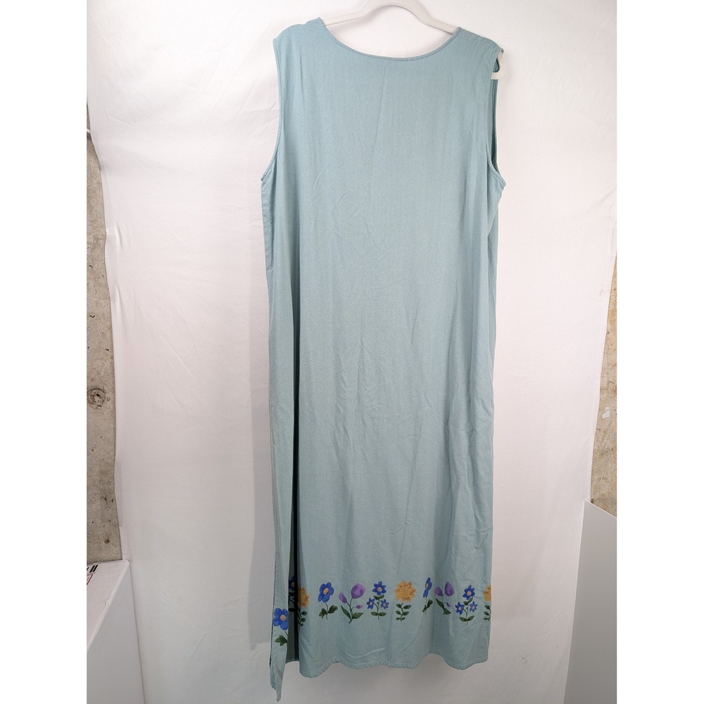 Vintage Y2K 100% Silk Floral Cottagecore Maxi Dress Size XL Sleeveless Granola - Picture 7 of 9